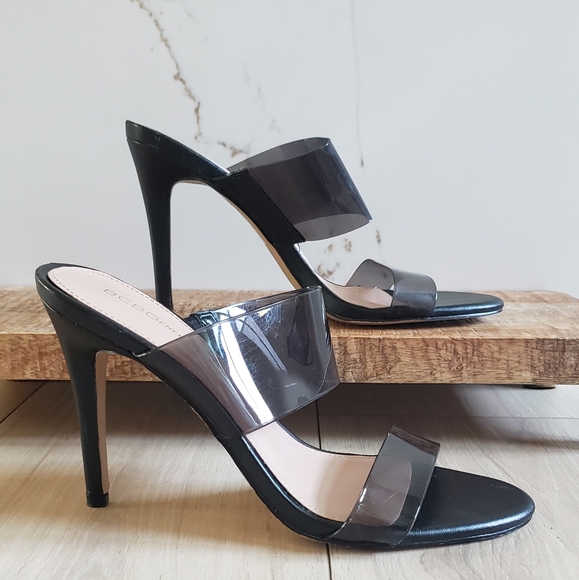 BCBGeneration Heels Womens 9 Black Jordie Transparent Straps Dress Sandal - Picture 1 of 6